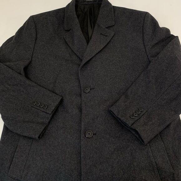 London Fog Signature Overcoat Men 44R Gray Wool Blend Coat Lined Formal Regency - Picture 3 of 10